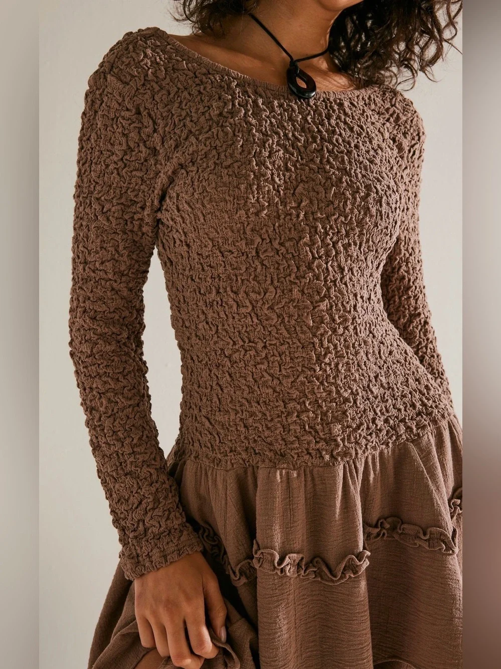 NWT Free People What A Time Drop-Waist Mini Dress in Fungi Colorway - Picture 2 of 6